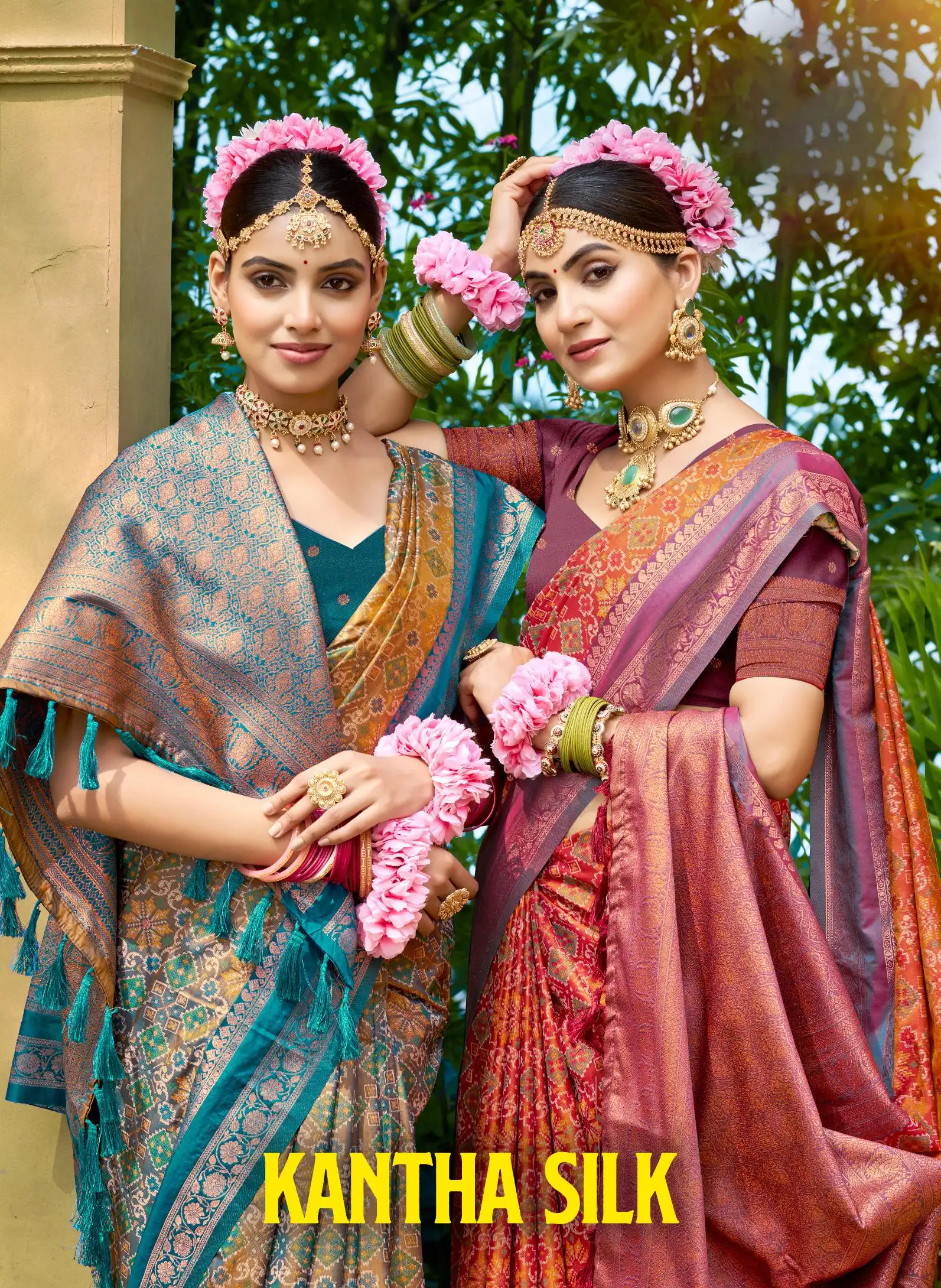 Bunawat Kantha Silk Sangam Prints Soft Silk Woven Worked Festive Saree Collection