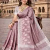 Mahek 217 Linen Cotton Embroidery Worked Fancy Saree Collection