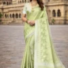 Mahek 217 Linen Cotton Embroidery Worked Fancy Saree Collection