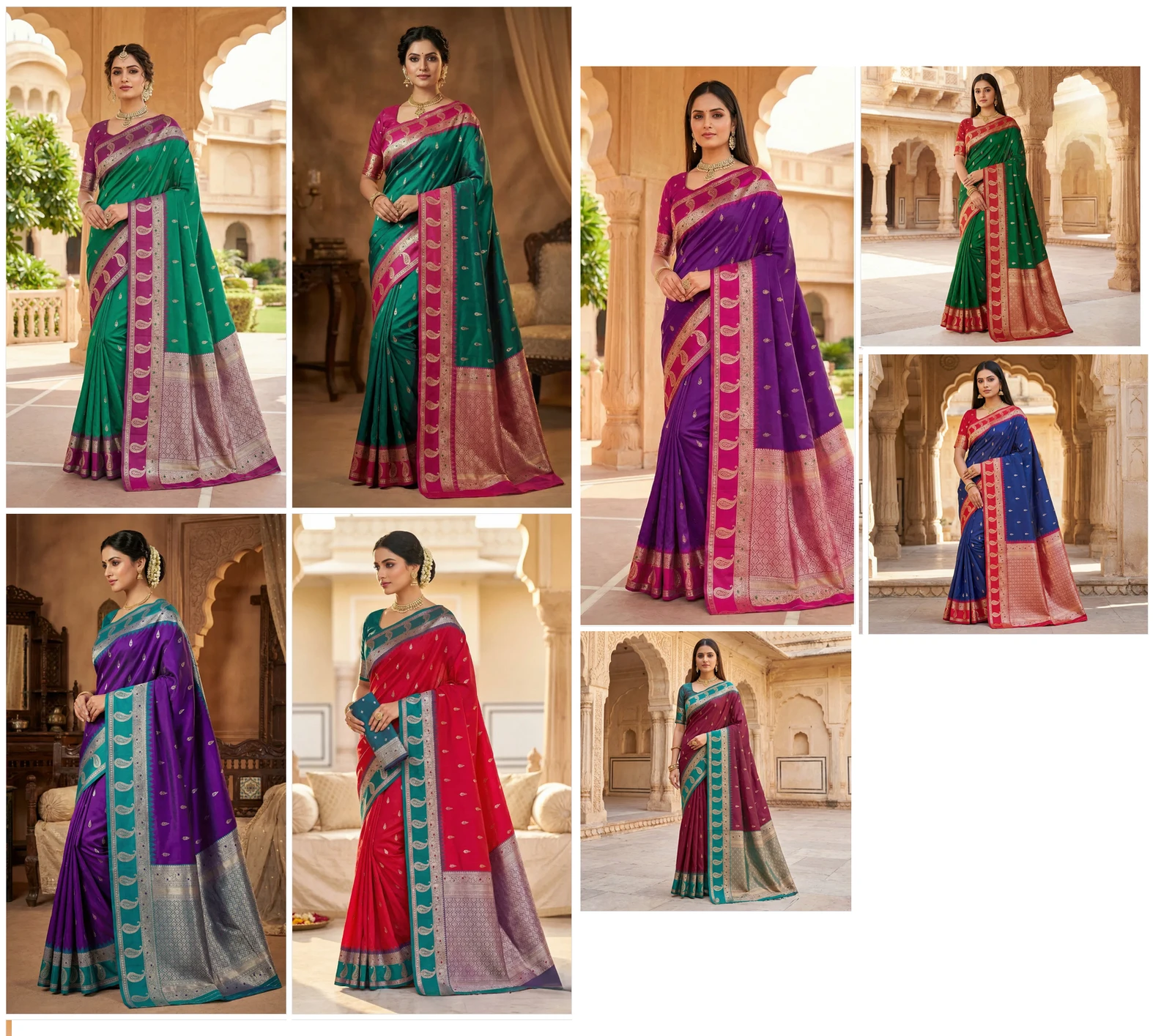 Mb 187 Premium Banarasi Silk Zari Butti Weaving Saree Collection