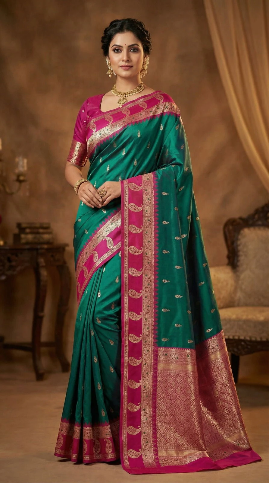 Mb 187 Premium Banarasi Silk Zari Butti Weaving Saree Collection