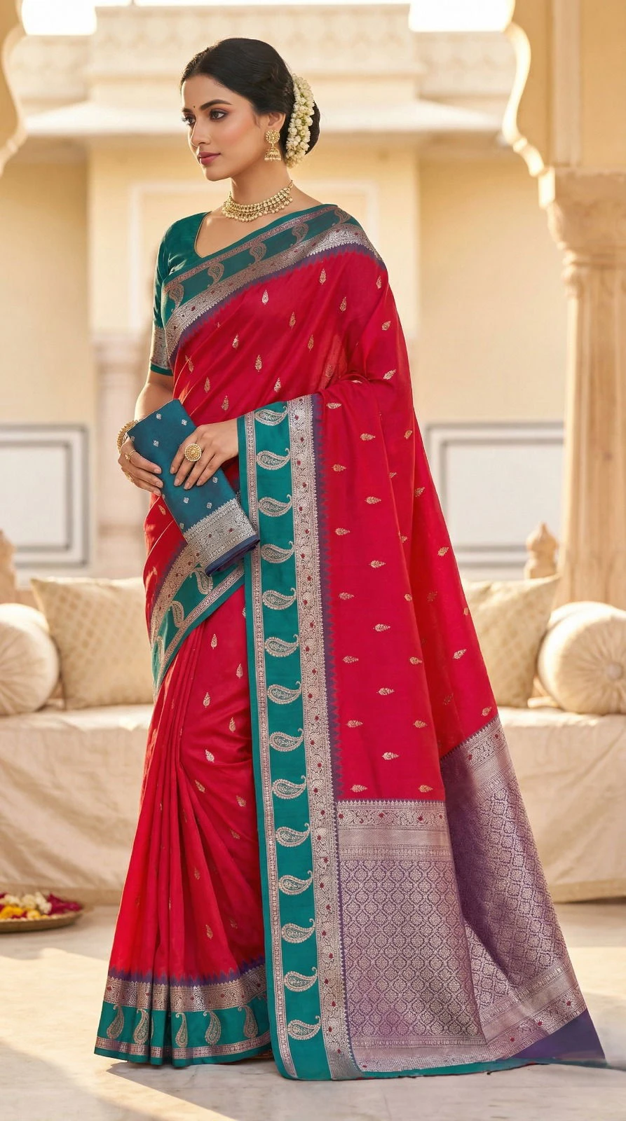 Mb 187 Premium Banarasi Silk Zari Butti Weaving Saree Collection