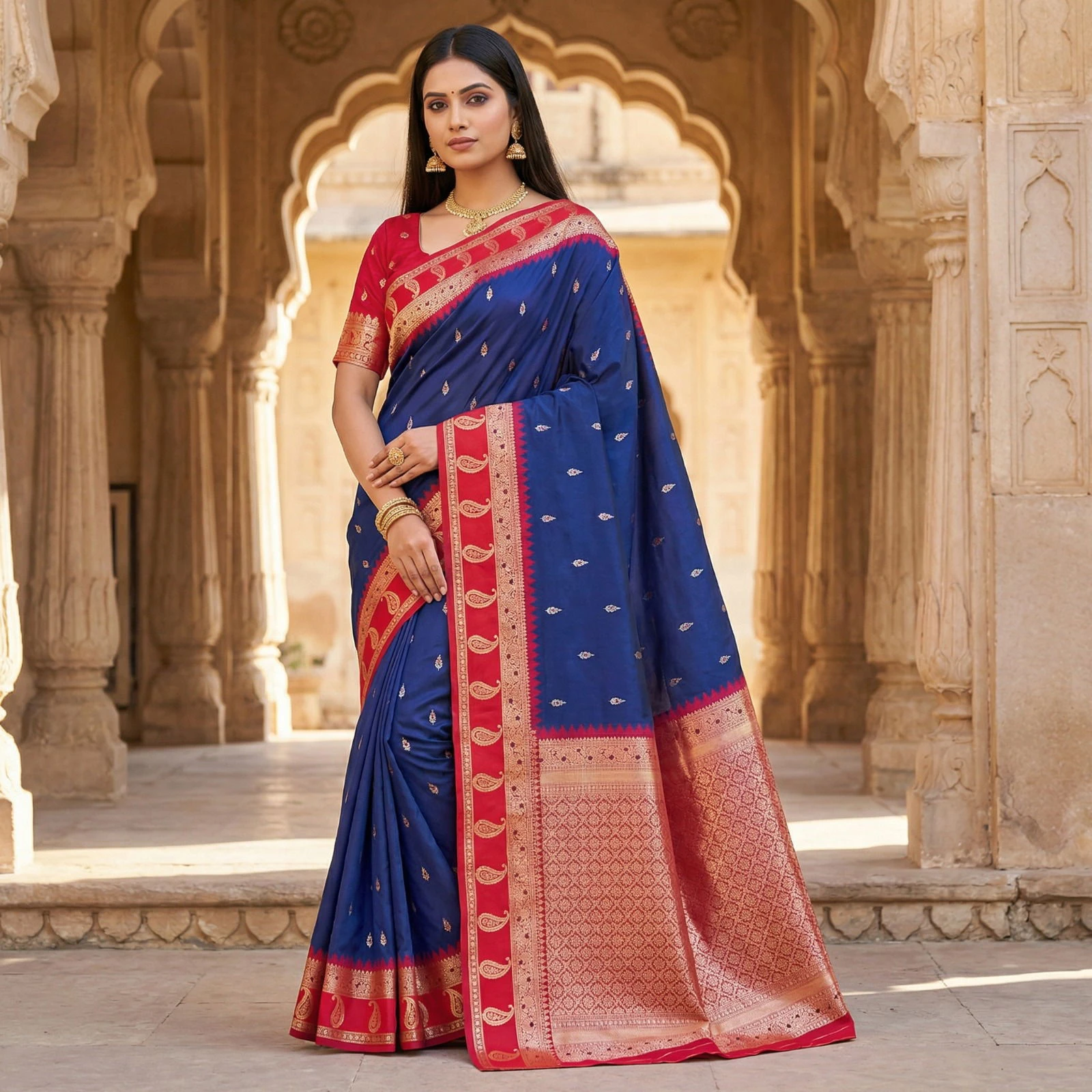 Mb 187 Premium Banarasi Silk Zari Butti Weaving Saree Collection