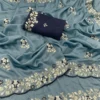 Vt 834 T Soft Vichitra Silk Thread Work Designer Saree Collection