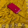 Ah New Rosewood Georgette Embriodery Worked Party Wear Saree Collection