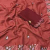Ah New Rosewood Georgette Embriodery Worked Party Wear Saree Collection
