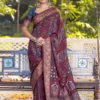 Apple Ajrak Reet Viscose Silk Lavender Printed Saree Collection