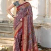 Apple Ajrak Reet Viscose Silk Lavender Printed Saree Collection