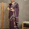 Apple Holland Silk 97 Silk Blend Purple Printed Fancy Saree Collection