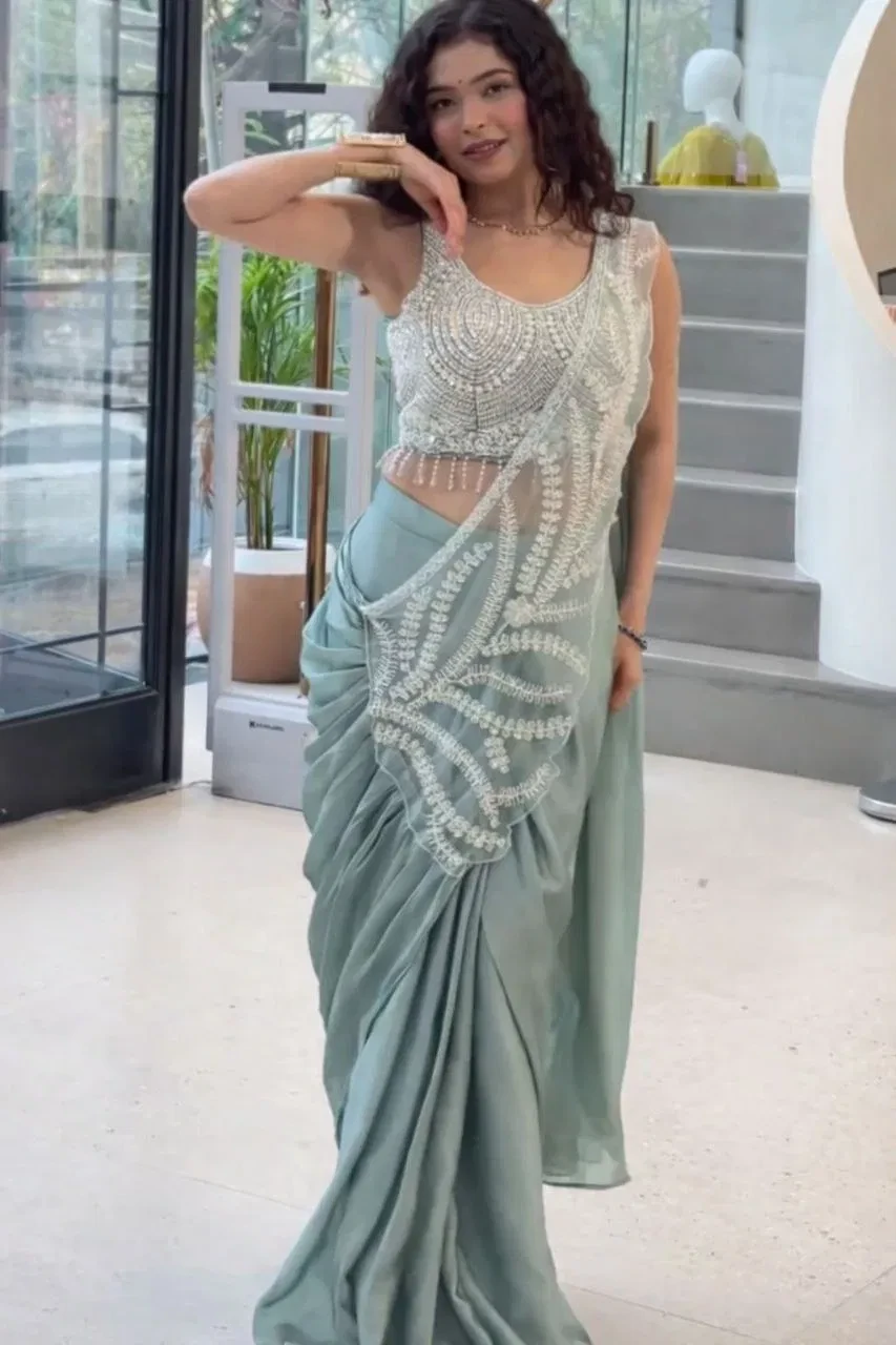 Bt 7143 Rangoli Embroidery Sequence Work Beautiful Ready to Wear Saree