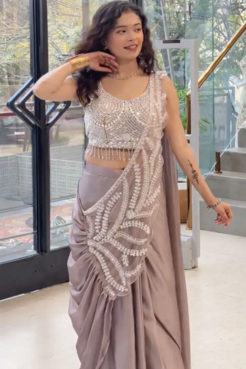 Bt 7143 Rangoli Embroidery Sequence Work Beautiful Ready to Wear Saree