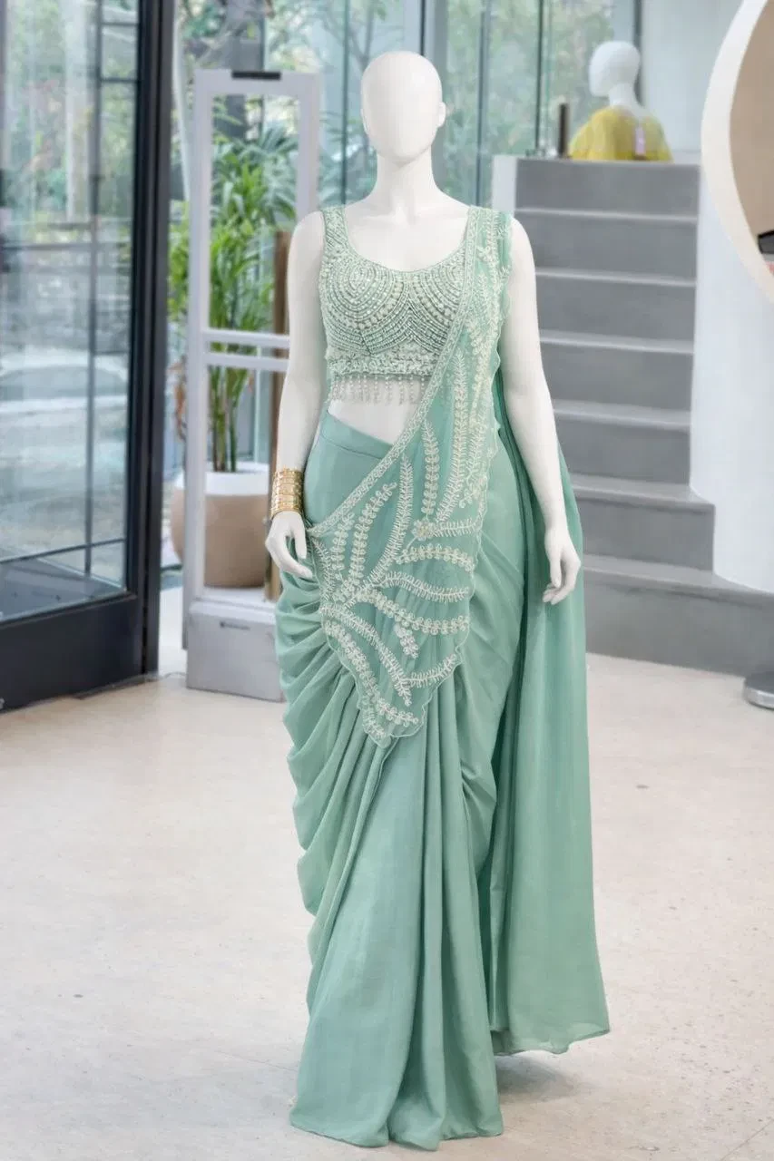 Bt 7143 Rangoli Embroidery Sequence Work Beautiful Ready to Wear Saree