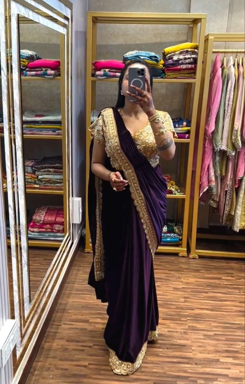 Bt 7145 Fandy Satin Sequence Worked Ready to Wear Saree Collection