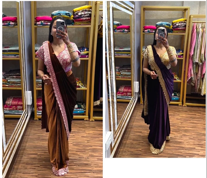 Bt 7145 Fandy Satin Sequence Worked Ready to Wear Saree Collection