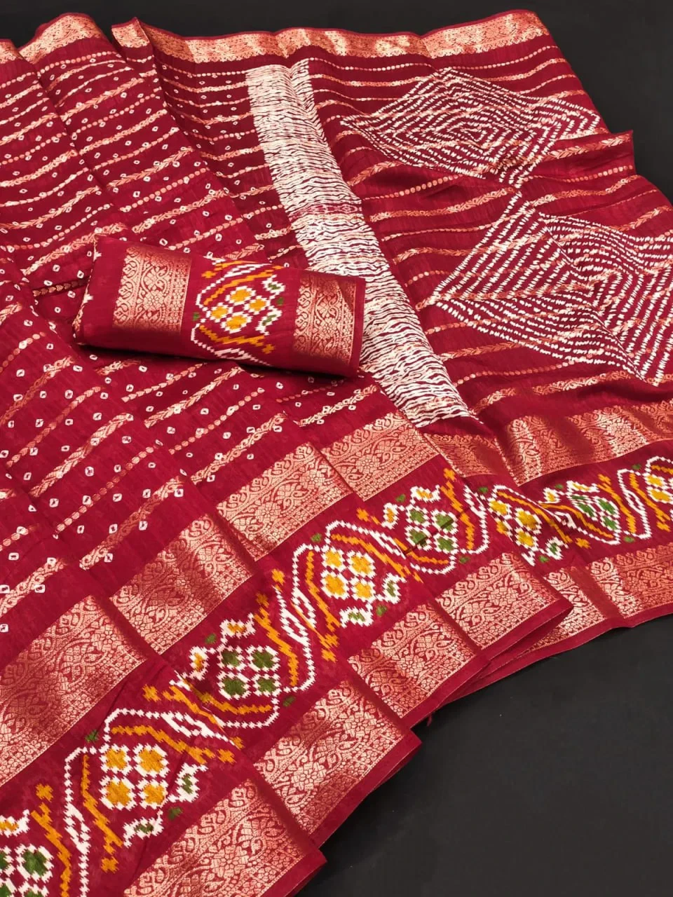 Designer Freehand B D48 Dola Silk with Double Jacquard Border Saree Collection