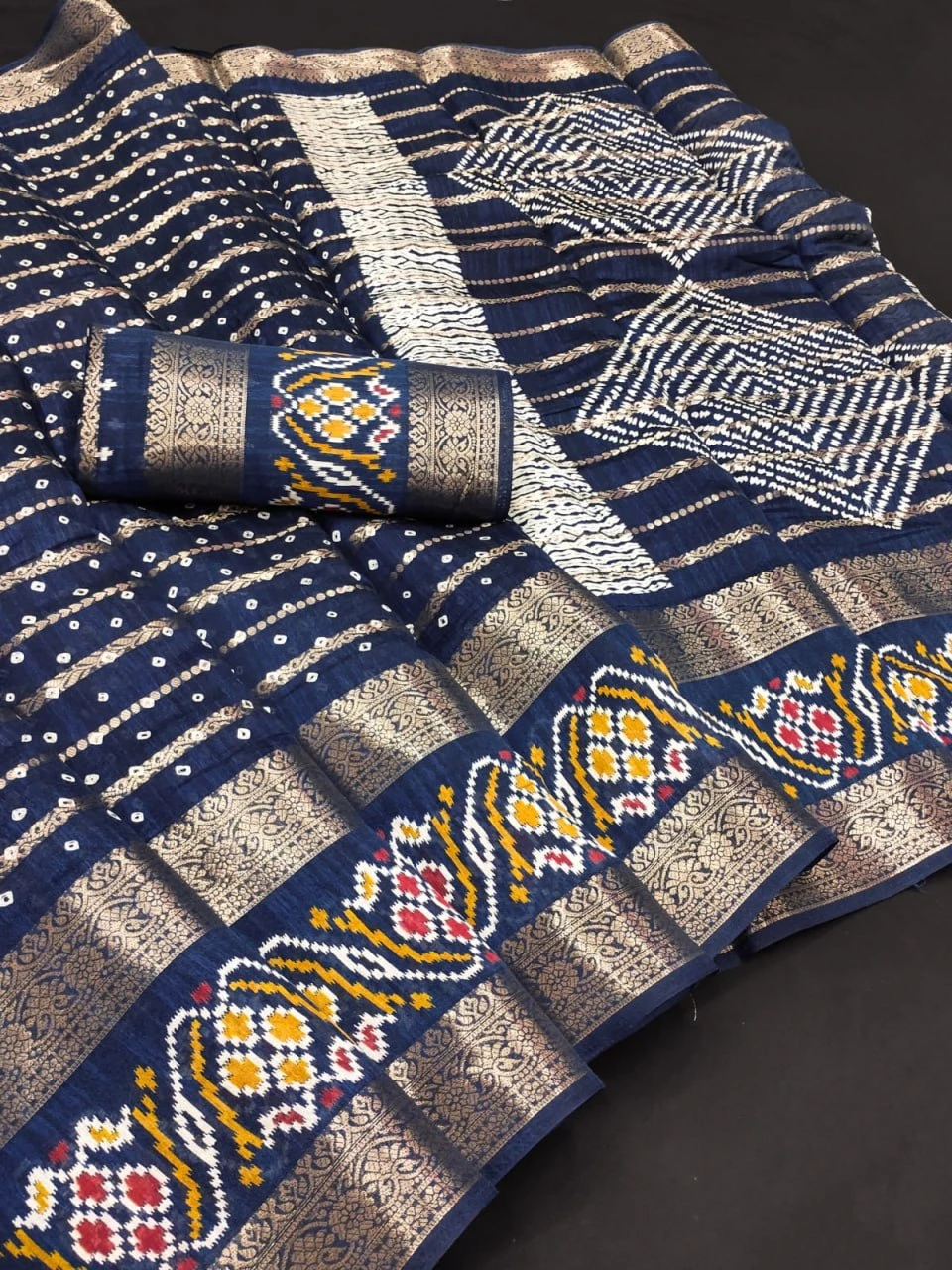 Designer Freehand B D48 Dola Silk with Double Jacquard Border Saree Collection