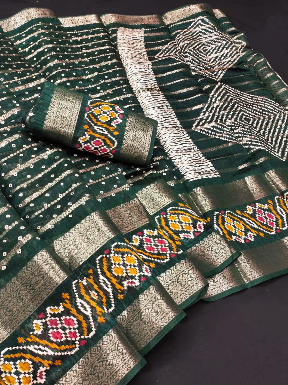 Designer Freehand B D48 Dola Silk with Double Jacquard Border Saree Collection