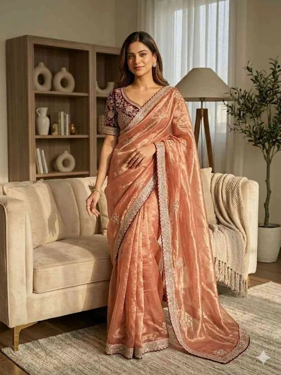 Kc 2109 Soft Frendy Satin Embroidery Worked Premium Saree Collection