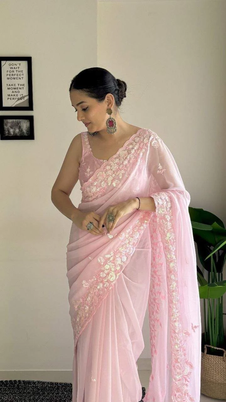 Kc 750 Soft Georgette Beautiful Sequence Worked Designer Saree Collection