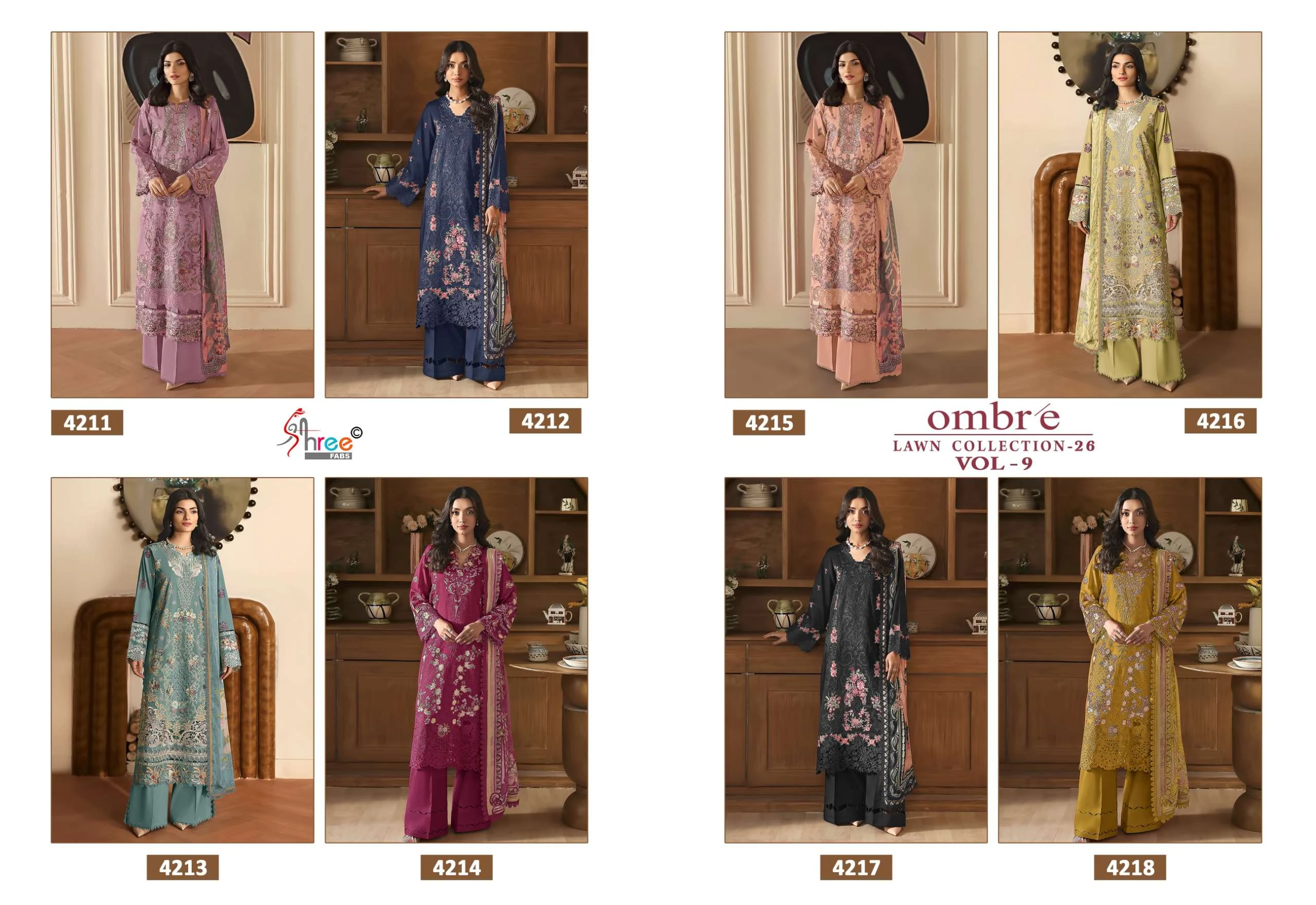 Shree Fab Ombre Lawn Collection Vol 9