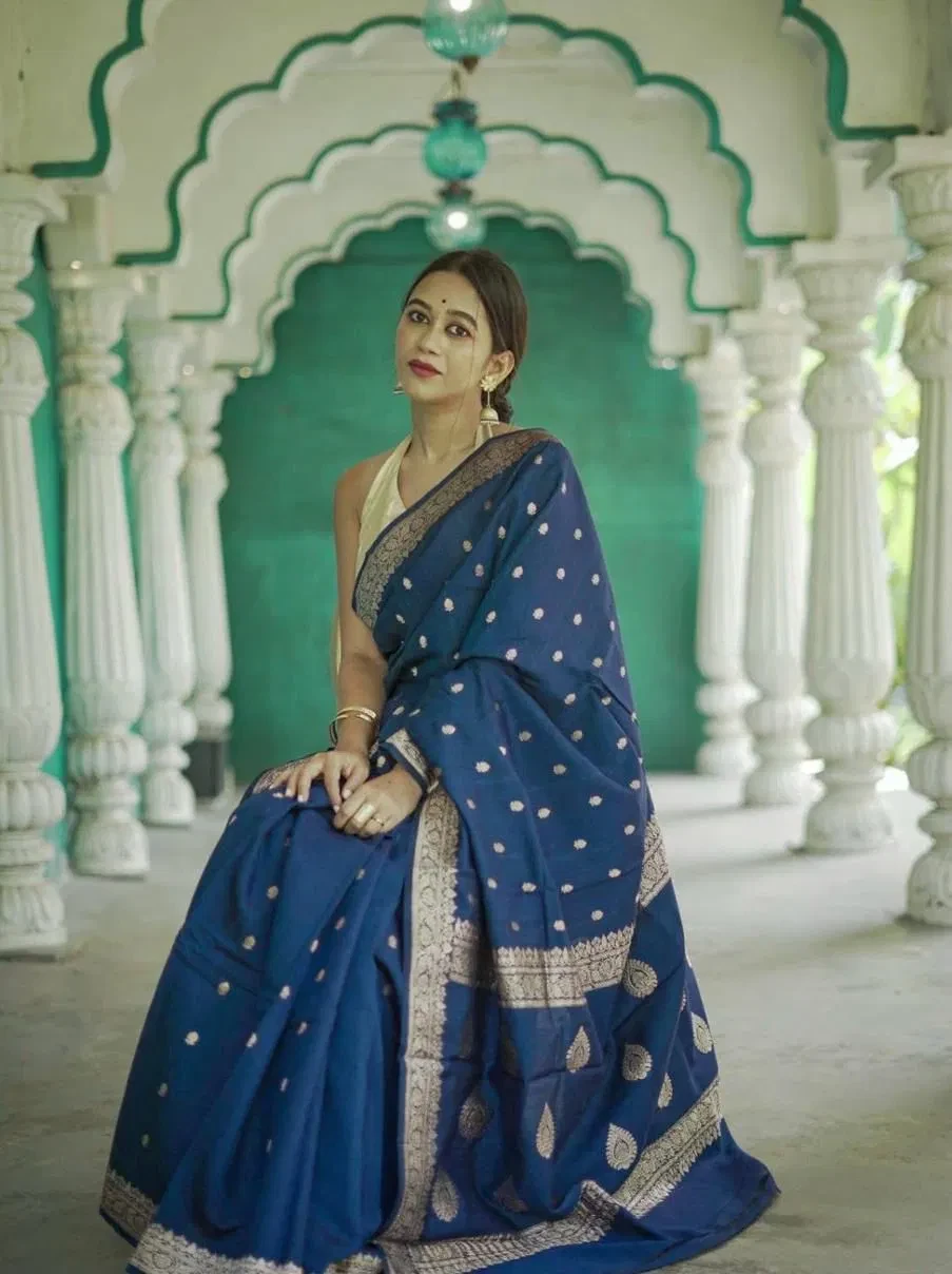 Soft Silk 6040 Linen Slab Weaving Worked Fancy Saree Collection