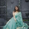 Soft Silk 6040 Linen Slab Weaving Worked Fancy Saree Collection
