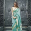 Soft Silk 6040 Linen Slab Weaving Worked Fancy Saree Collection