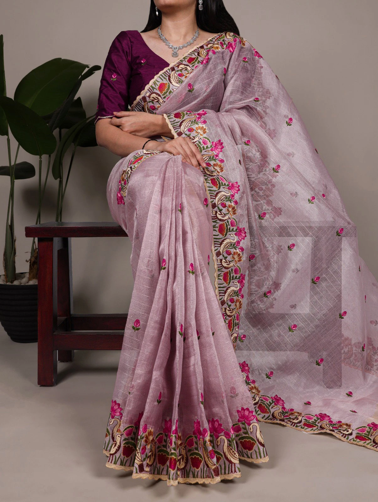Taraa L 7400 Zari Kota Tissue Thread Embroidered Saree Collection