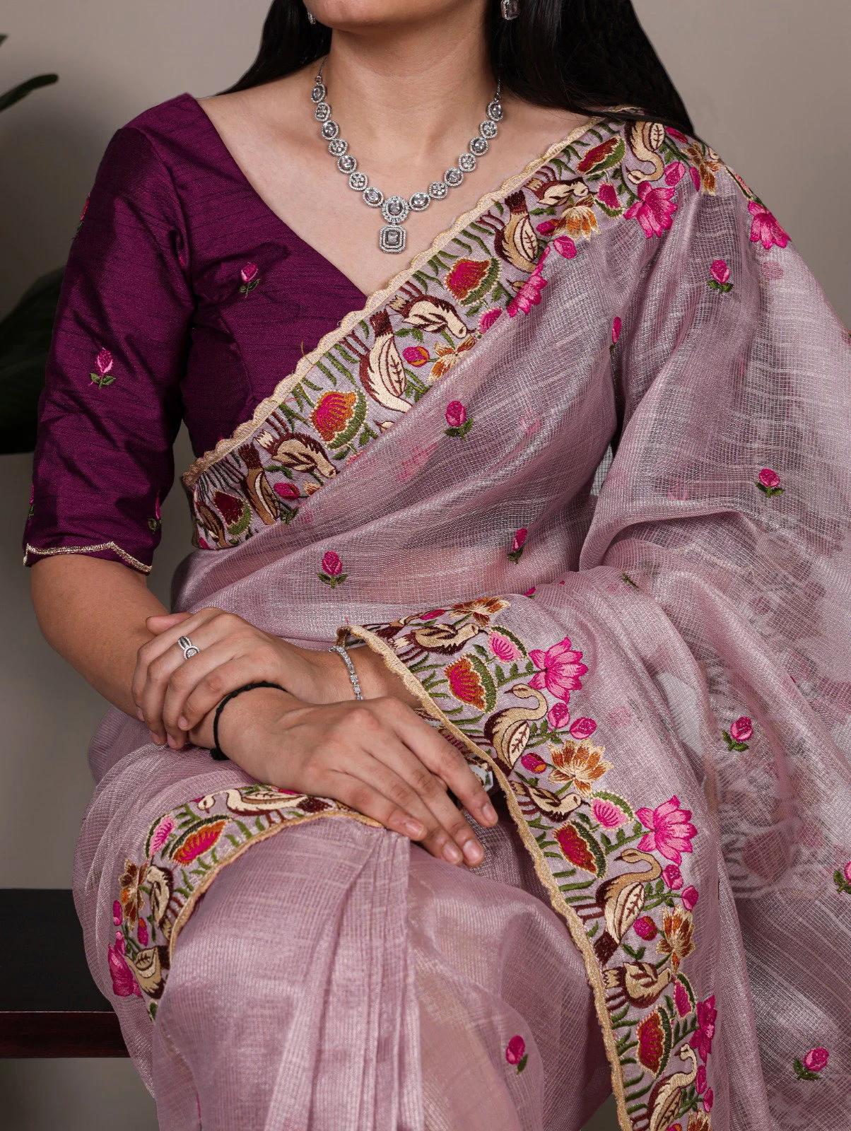 Taraa L 7400 Zari Kota Tissue Thread Embroidered Saree Collection