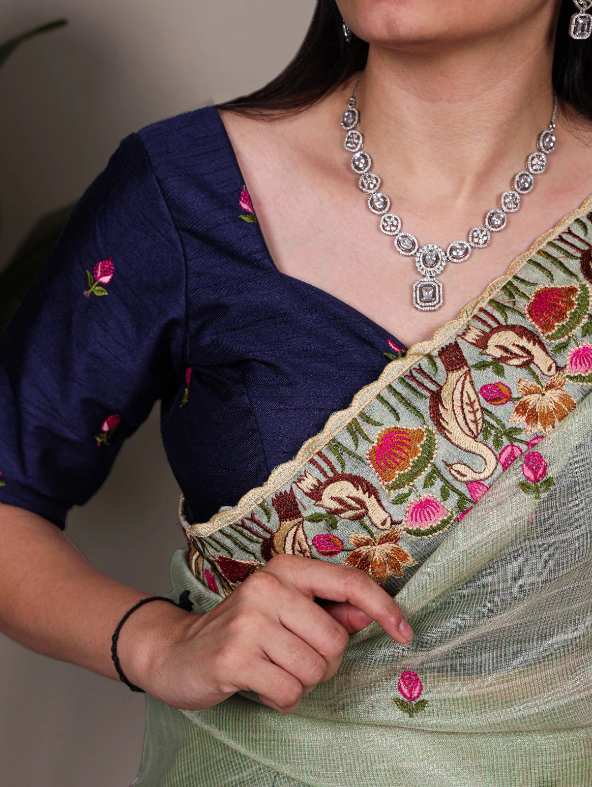 Taraa L 7400 Zari Kota Tissue Thread Embroidered Saree Collection