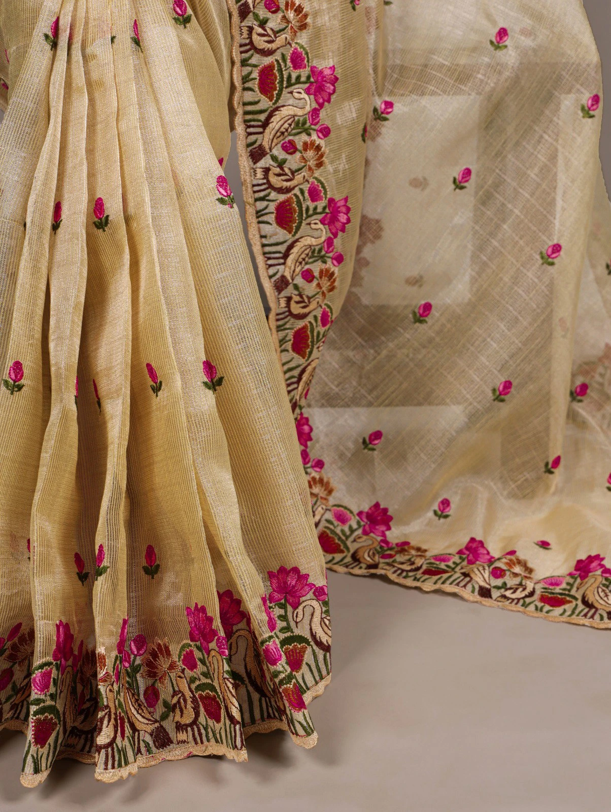 Taraa L 7400 Zari Kota Tissue Thread Embroidered Saree Collection
