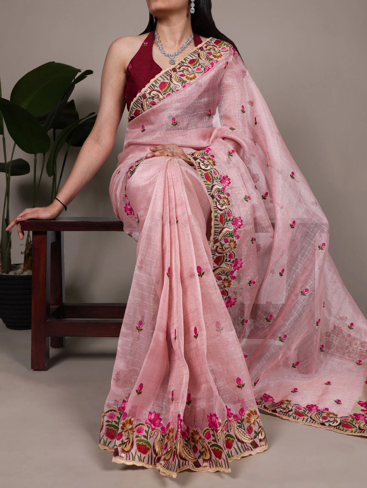 Taraa L 7400 Zari Kota Tissue Thread Embroidered Saree Collection