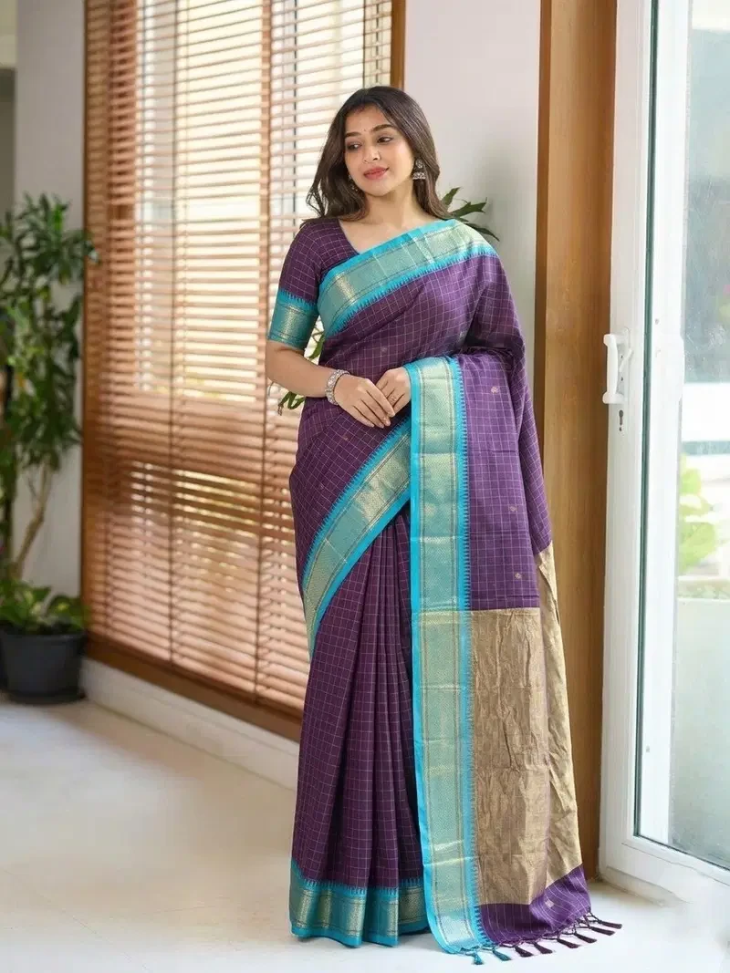 Aab Checks Vol 1 Soft Silk Zari Saree Collection