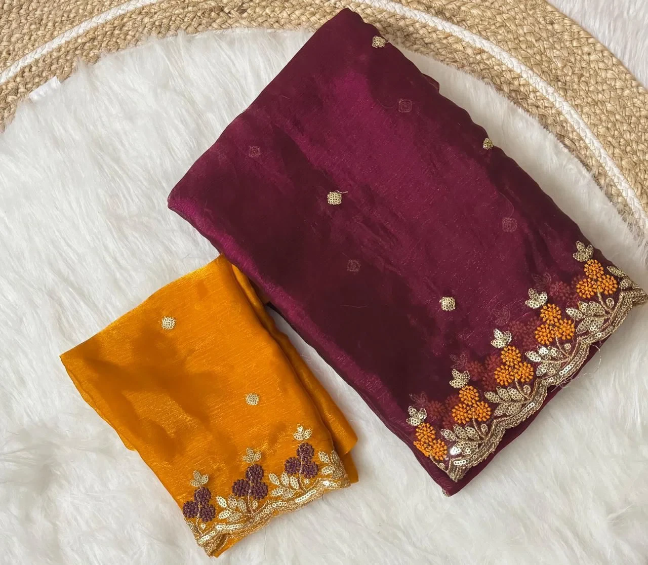Anguri Ah Frendy Chiffon Floral Embroidered Saree Collection