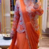 Bt 7152 Chinon Embroidery Sequence Worked Koti with Ready to Wear Saree
