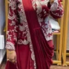 Bt 7152 Chinon Embroidery Sequence Worked Koti with Ready to Wear Saree