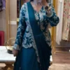 Bt 7152 Chinon Embroidery Sequence Worked Koti with Ready to Wear Saree