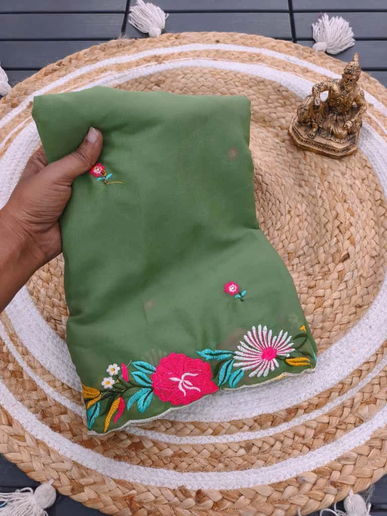 Floral Star Georgette Ah Embroidery Worked Fancy Saree Collection