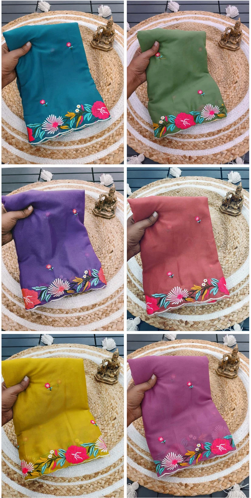 Floral Star Georgette Ah Embroidery Worked Fancy Saree Collection