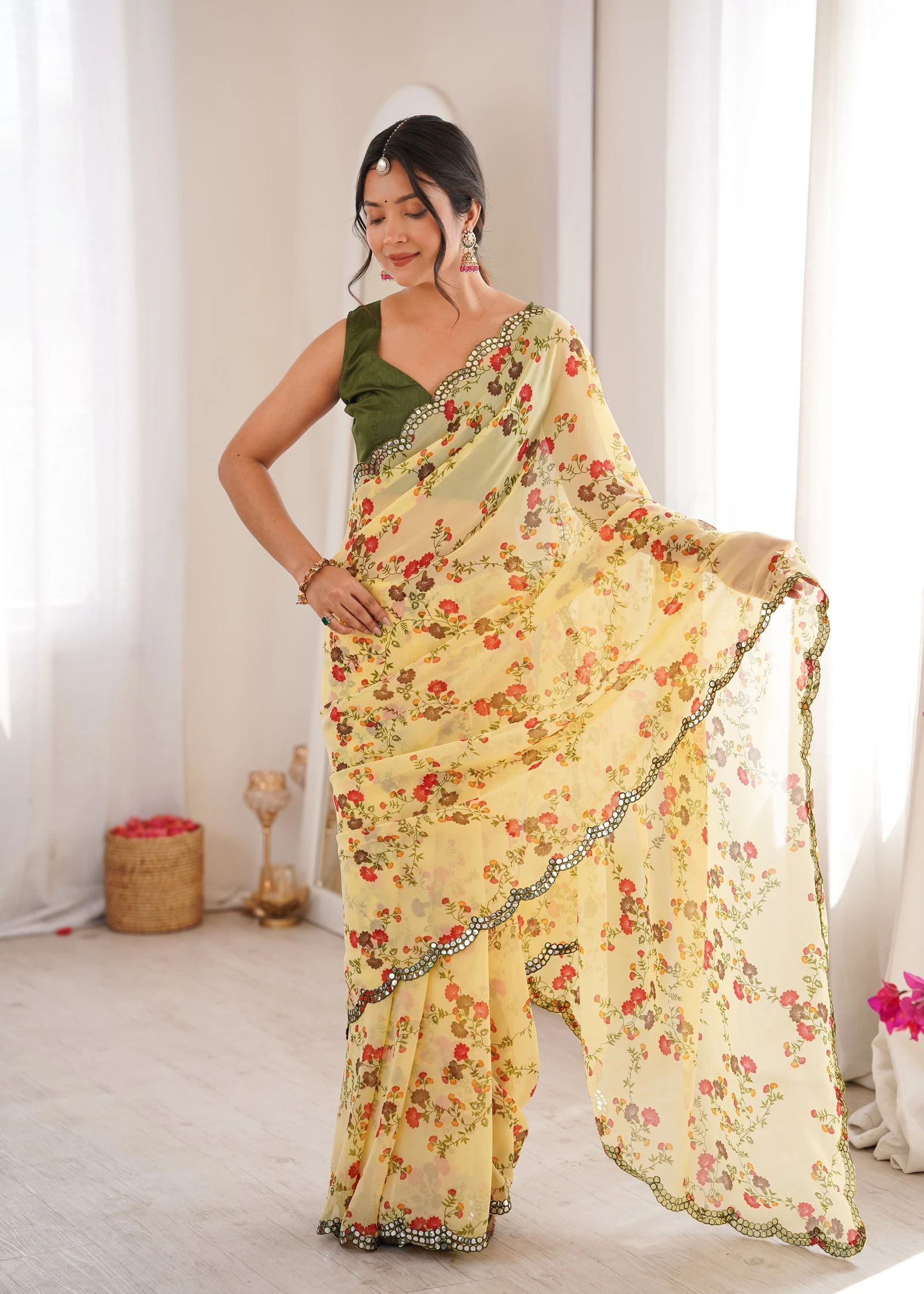 Jainam Vol 1 Heavy Georgette Floral Printed Saree Collection