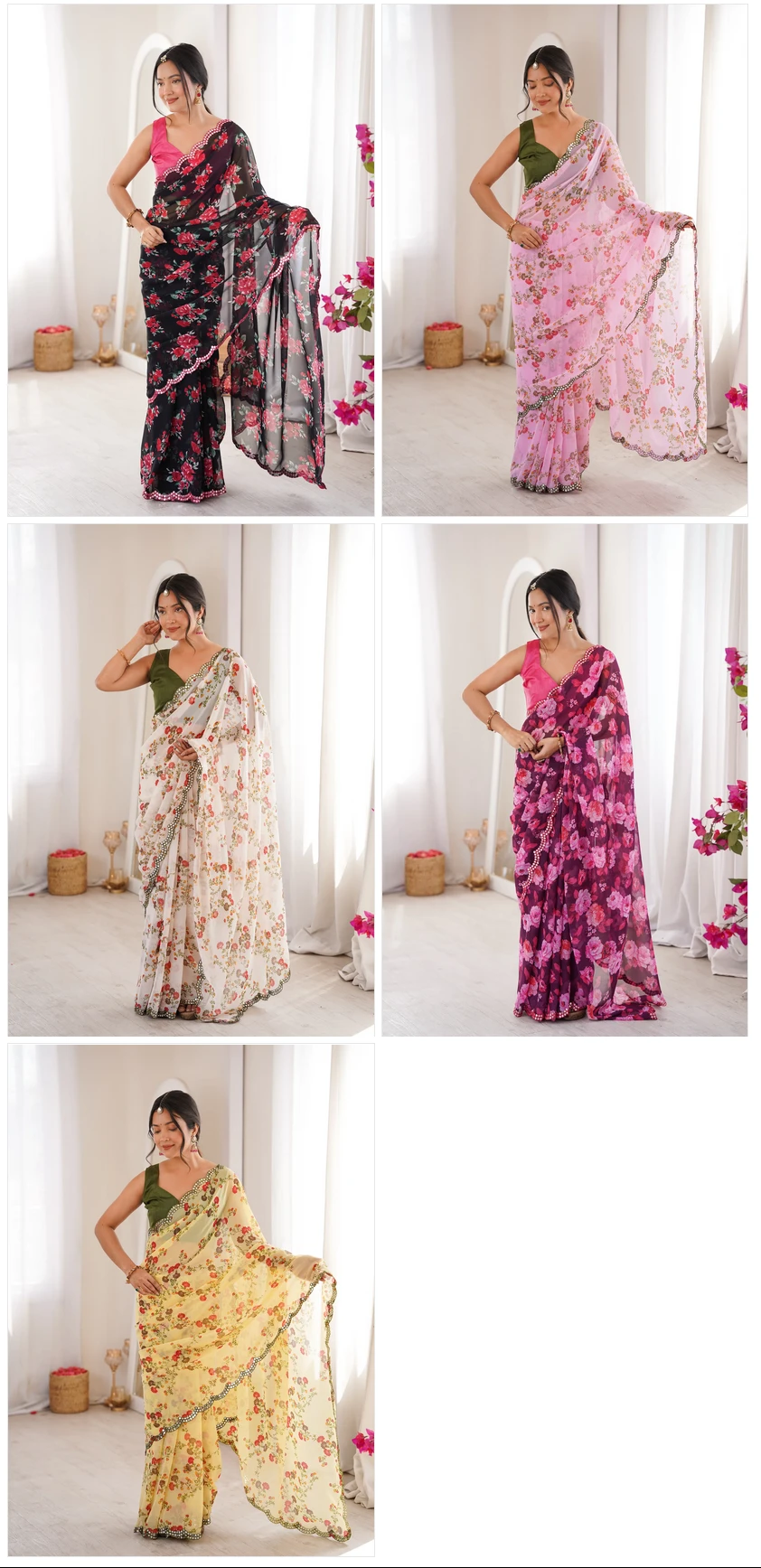 Jainam Vol 1 Heavy Georgette Floral Printed Saree Collection
