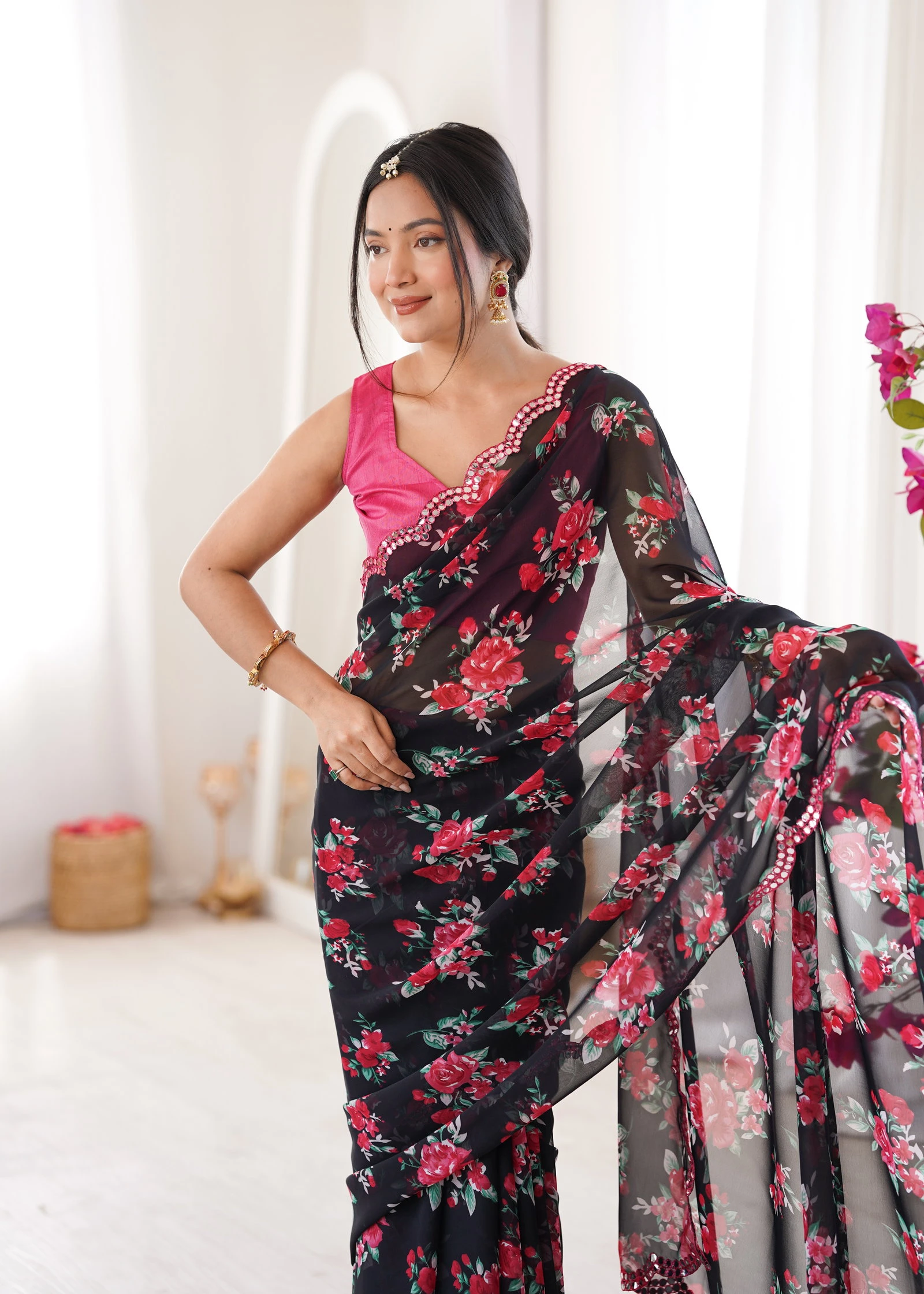 Jainam Vol 1 Heavy Georgette Floral Printed Saree Collection