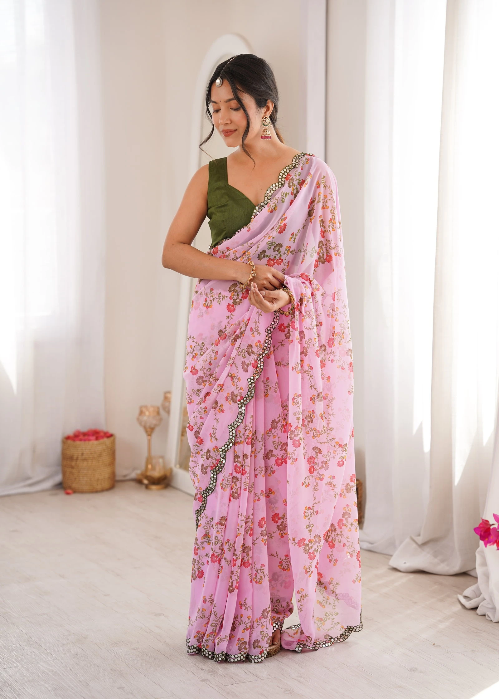 Jainam Vol 1 Heavy Georgette Floral Printed Saree Collection