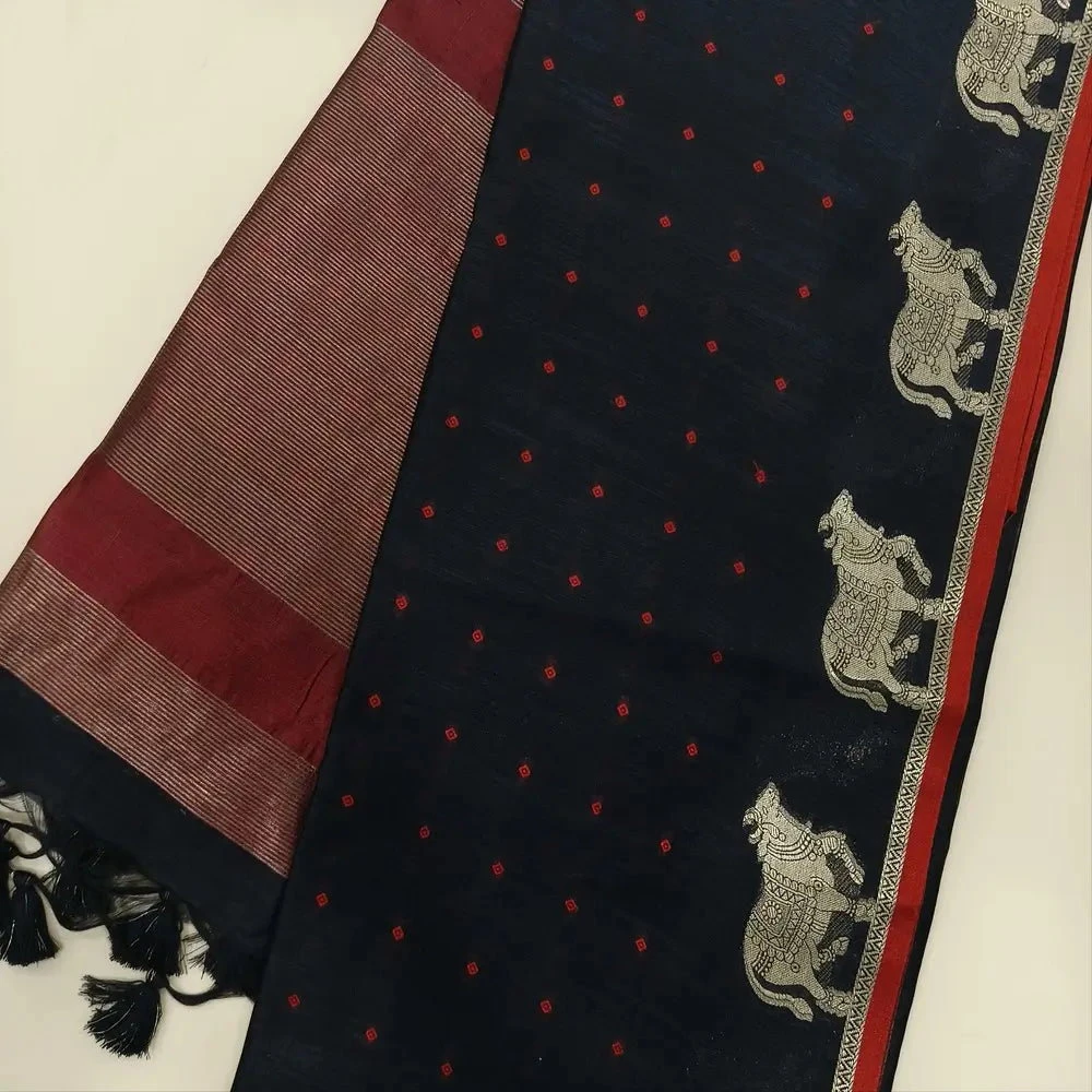 Jf 3519 Khadi Raw Silk Butti Weaves Traditional Saree Collection