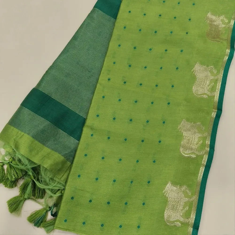 Jf 3519 Khadi Raw Silk Butti Weaves Traditional Saree Collection