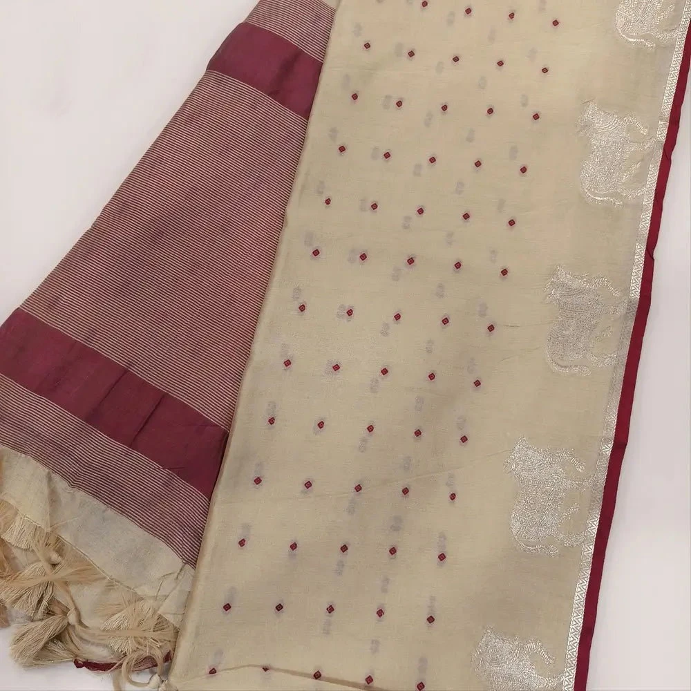 Jf 3519 Khadi Raw Silk Butti Weaves Traditional Saree Collection