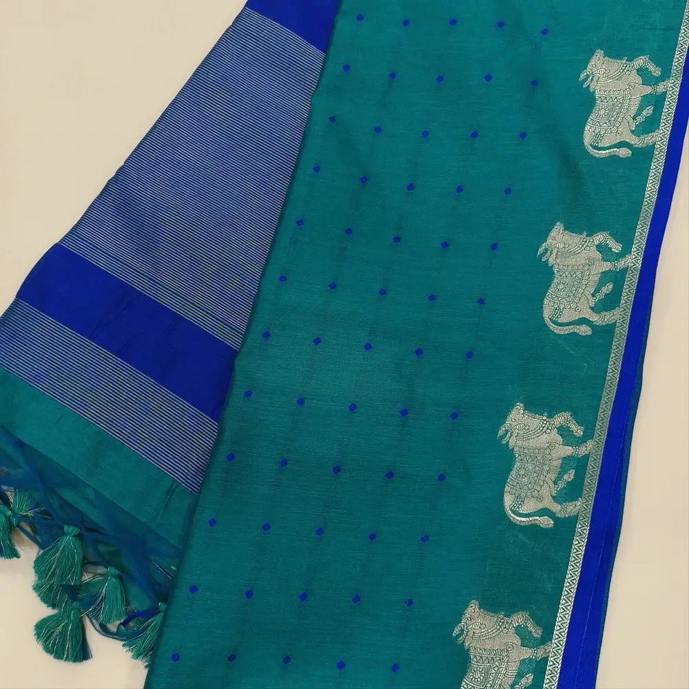 Jf 3519 Khadi Raw Silk Butti Weaves Traditional Saree Collection