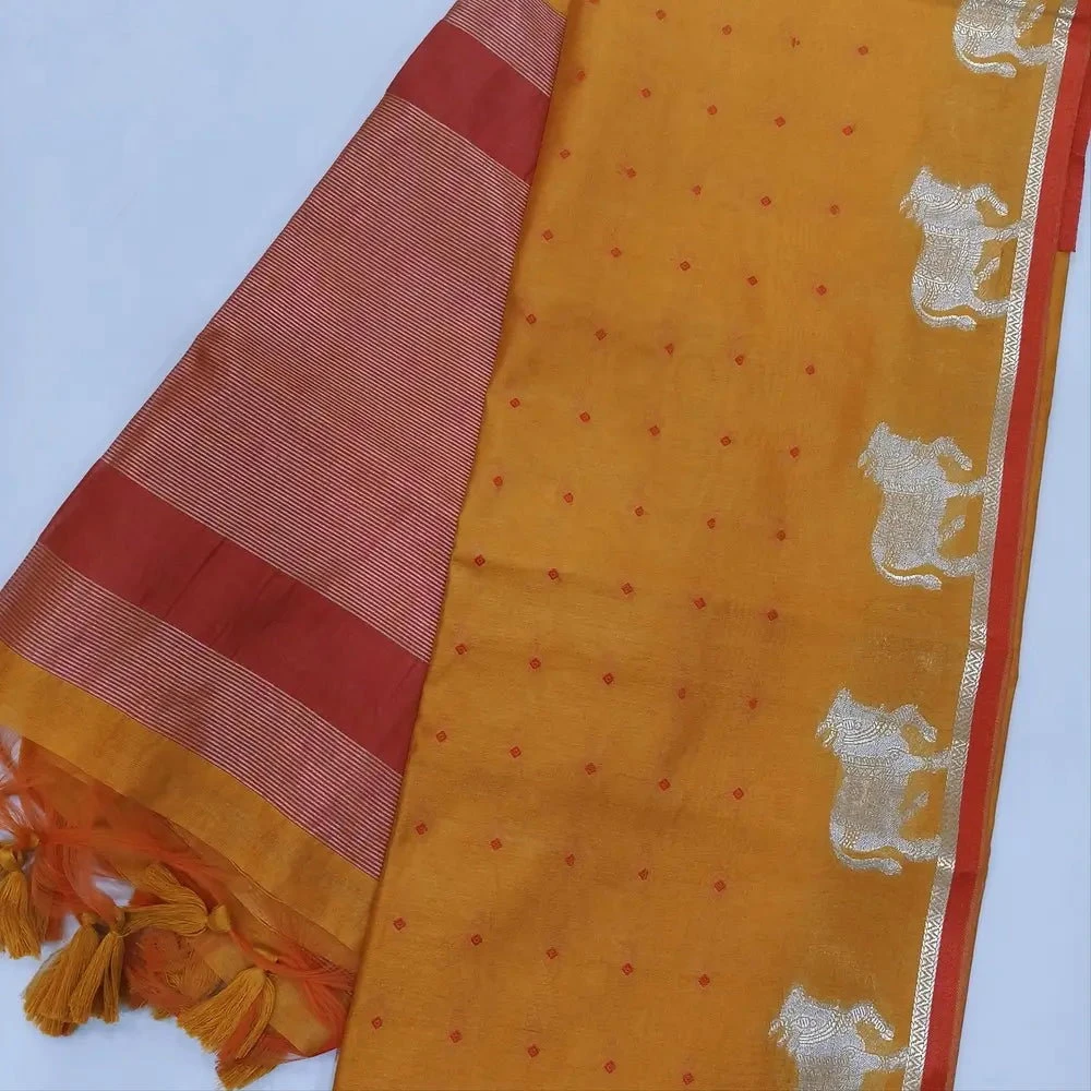 Jf 3519 Khadi Raw Silk Butti Weaves Traditional Saree Collection