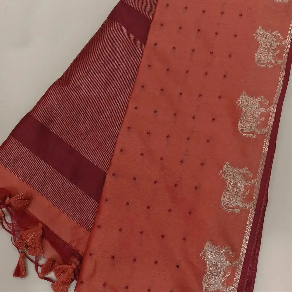 Jf 3519 Khadi Raw Silk Butti Weaves Traditional Saree Collection