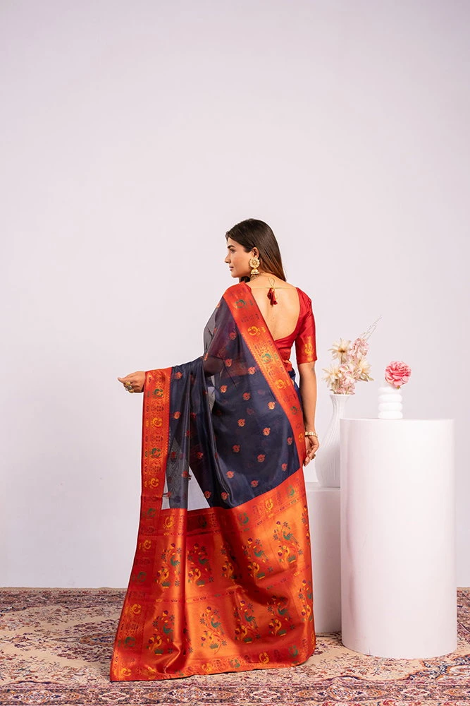 Jf 3527 Soft Tissue Silk Zari Woven Paithani Saree Collection